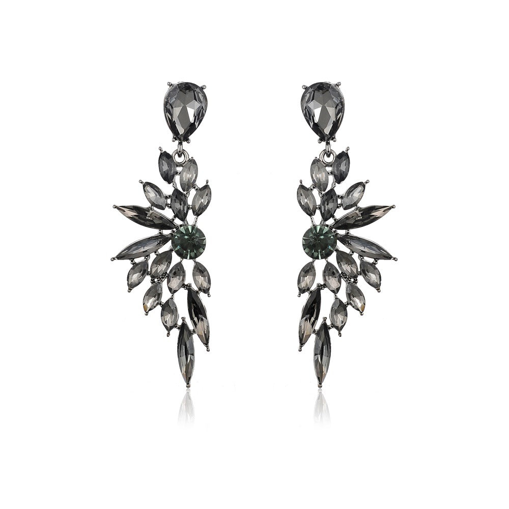 Wholesale Crystal Symmetrical Wings Zinc Alloy Earrings